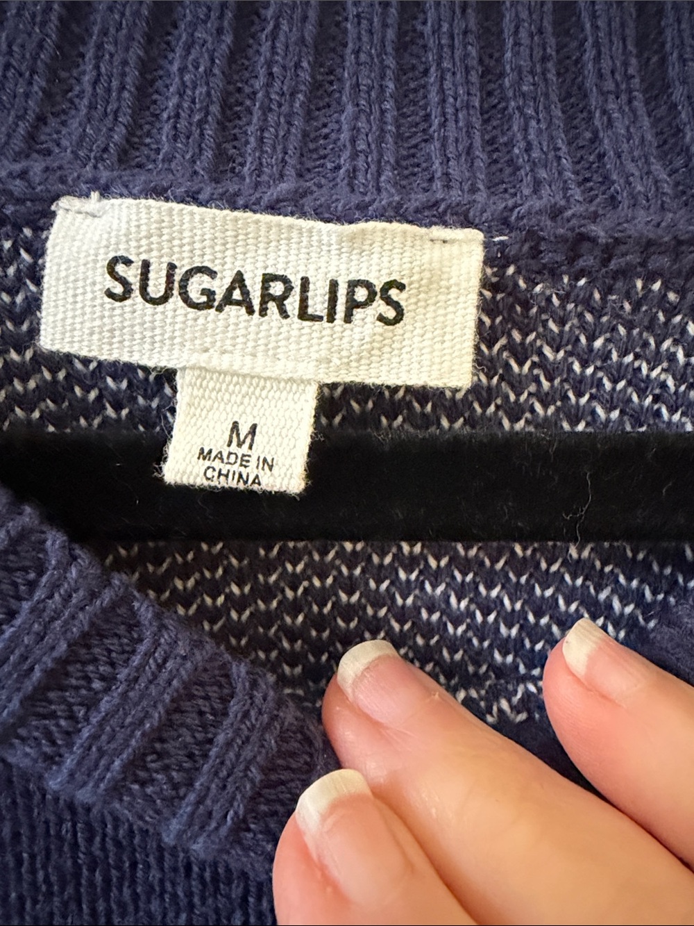 Sugarlips Navy Crewneck Sweater with White Lobster Graphic - Picture 2 of 4